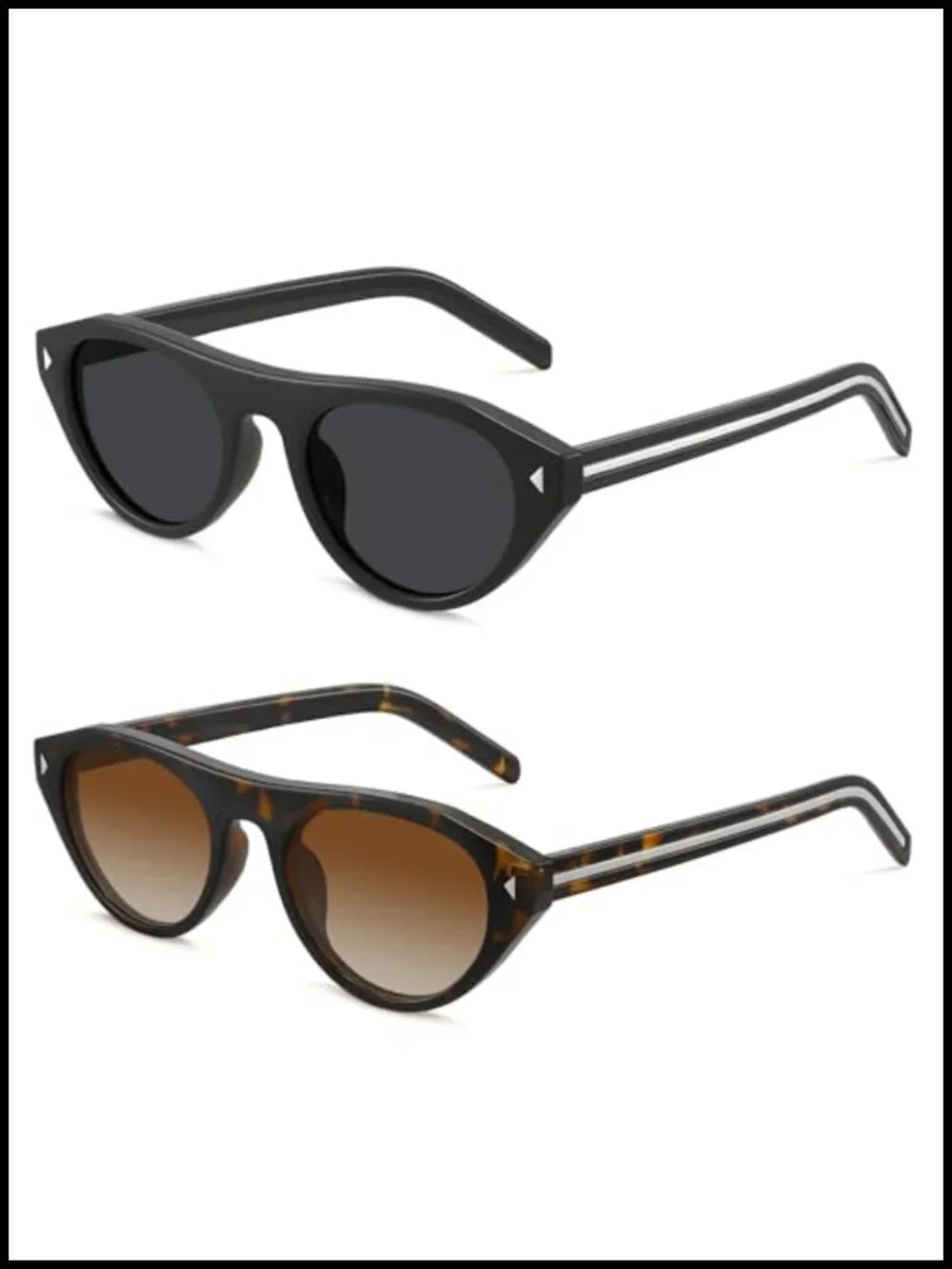 Trendy Retro Cat Eye Sunglasses UV400 Protection Lightweight Oval Narrow Frame